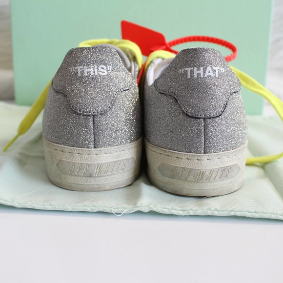 Off-White Glitter Arrow 2.0 Sneaker in Silver & White - Picture 7 of 15